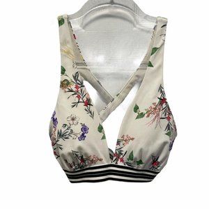 Athleta White Floral Black White Stripe Bikini Top
